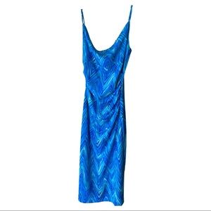 Blue marble swirl scoop neck bodycon dress